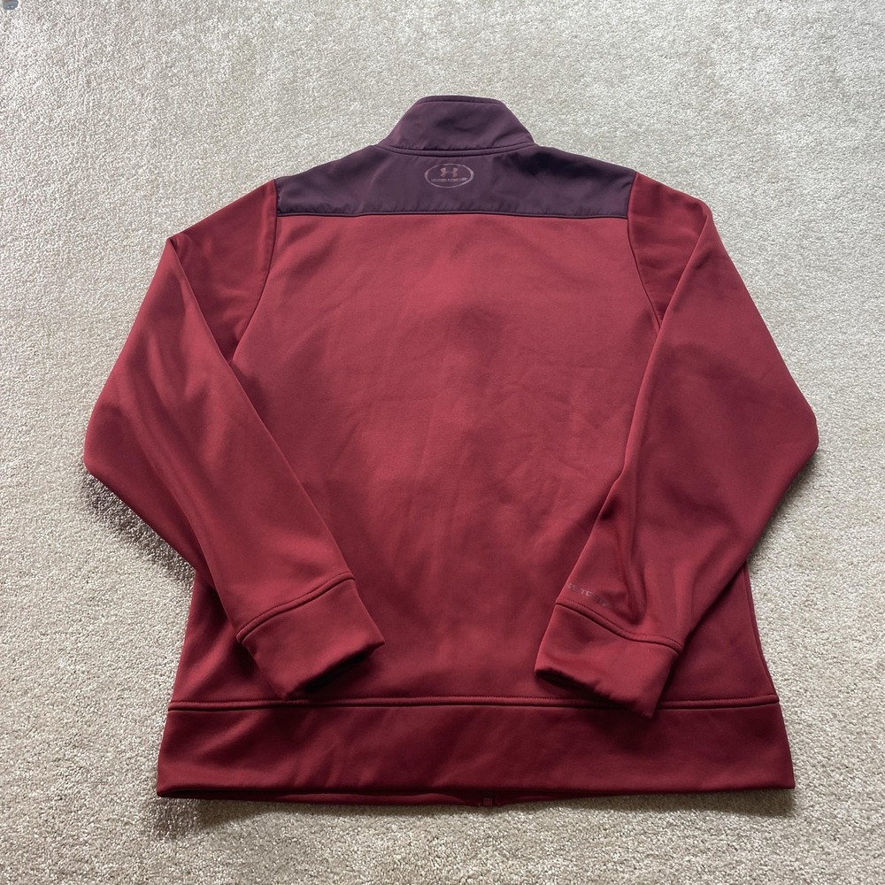 Under Armour Track Jacket Mens Medium Maroon Storm ColdGear Full Zip Performance - Picture 7 of 8
